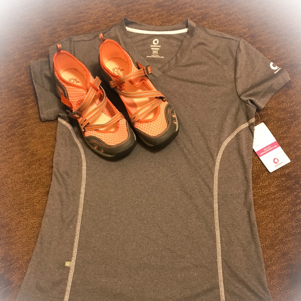 NWT Heather grey V neck work out shirt